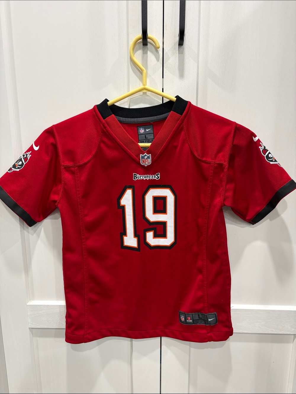 Nike Red Buccaneers #19 Kids Jersey with Black Trim